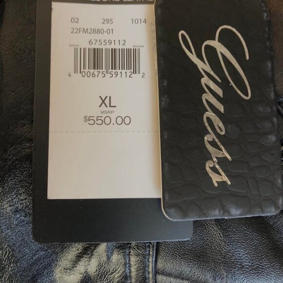 NWT GUESS Genuine Leather Moto Biker Jacket XL MSRP $550 - Picture 5 of 8